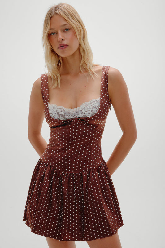 Enchantment Mini Dress - Chocolate Dot | Frankies Bikinis