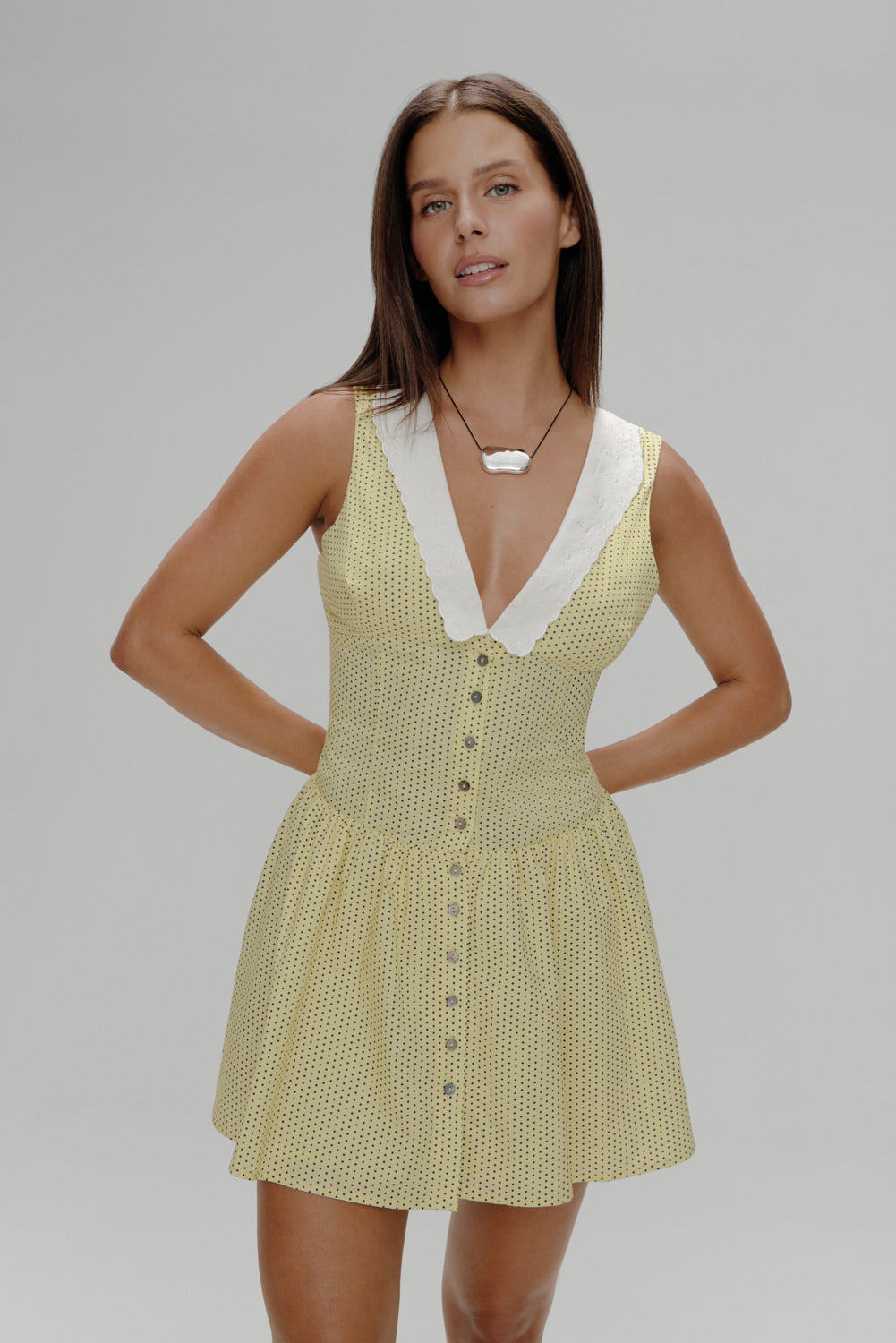 Marley Cotton Mini Dress - Lemon Dot | Frankies Bikinis