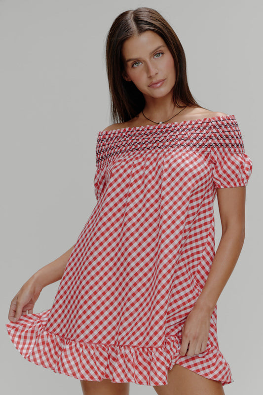 Ruby Gingham Babydoll Dress - Cherry Picnic | Frankies Bikinis